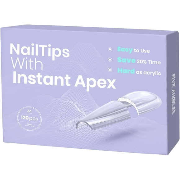 TRAHOO-Tipex Instant Apex Nail Tips,Long Coffin Full Cover Gel Nail Tips Thicker Acrylic Nails,Strong Hard Clear Pre-etched Press-on Nails,Matte Underside False Nails for Flat Nails
