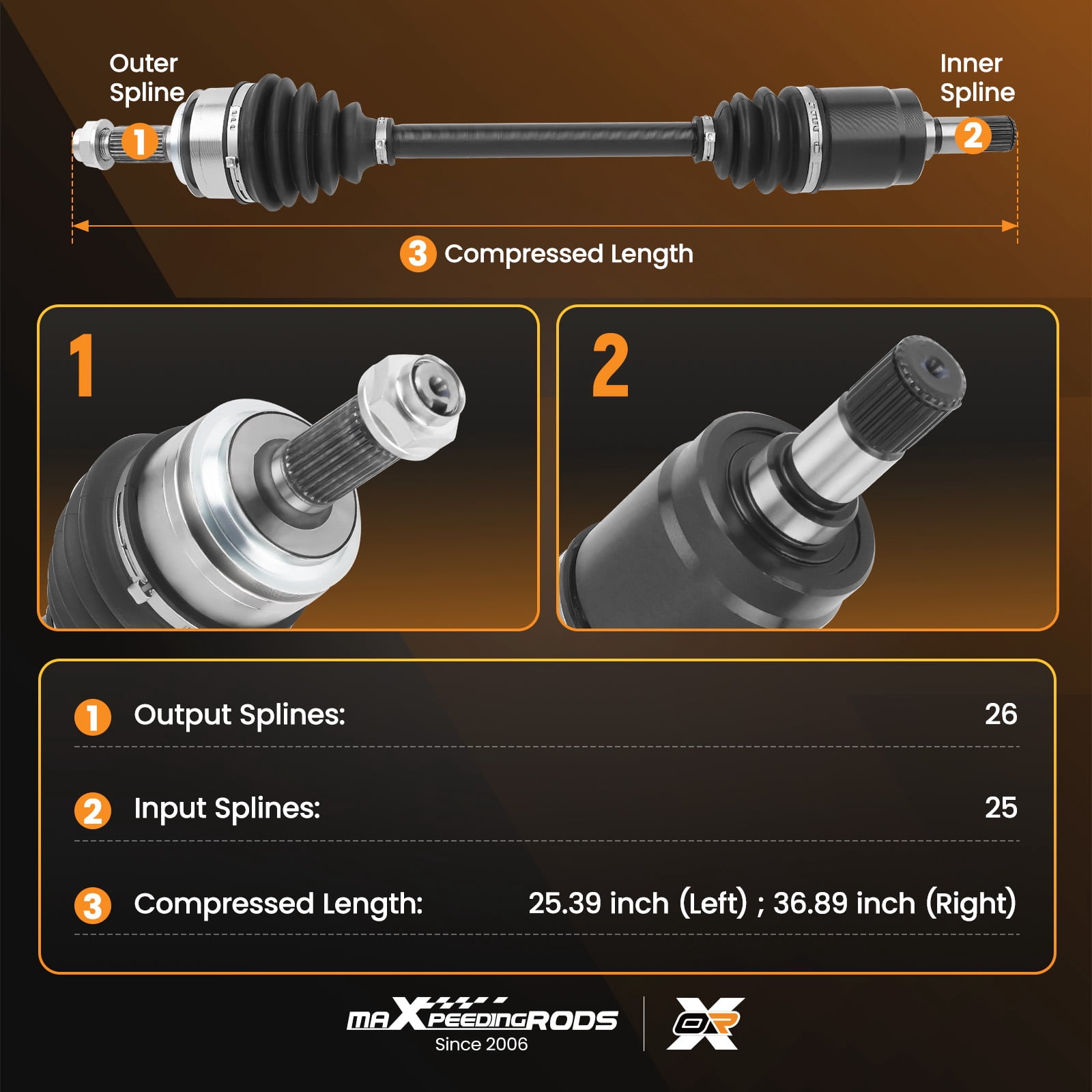 maXpeedingrods Pair (2) Front CV Axle Shaft Assembly for Honda Civic 2016-2021, FWD Automatic Trans L4 2.0L, CV Joint Axle Shaft Front Passenger Driver Side