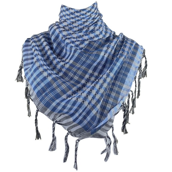 URTERYSER Shemagh Desert Scarf k Houndstooth Pattern Arab Keffiyeh Shawl Wrap with Tassels Scarves Bandana Head Wraps Sky Blue