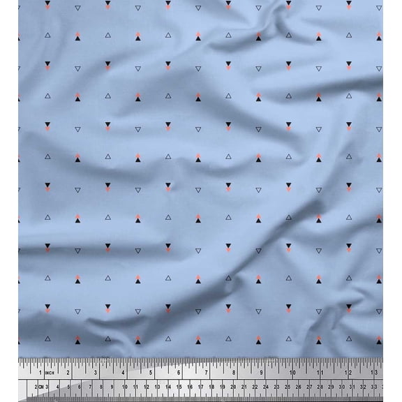 Soimoi Velvet Fabric Triangle Small Print Sewing Fabric Yard 58 Inch Wide