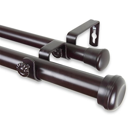 Rosen 1 inch Double Curtain Rod 48-84 Inch - Mahogany