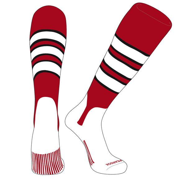 PEAR SOX OTC Baseball Softball Stirrup Socks (C, 5in) Red, Black, White