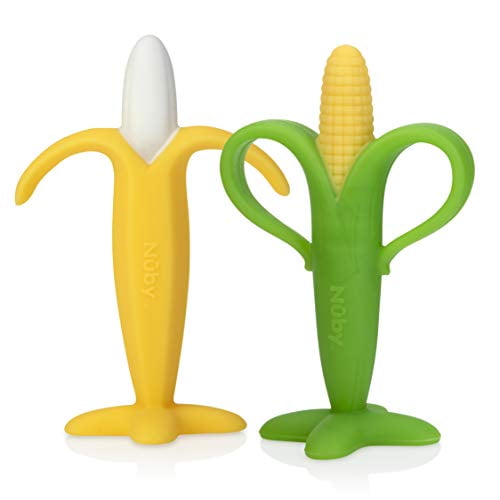 Nuby Soothing Banana & Corn Teether, 2 Pack, 3  Months
