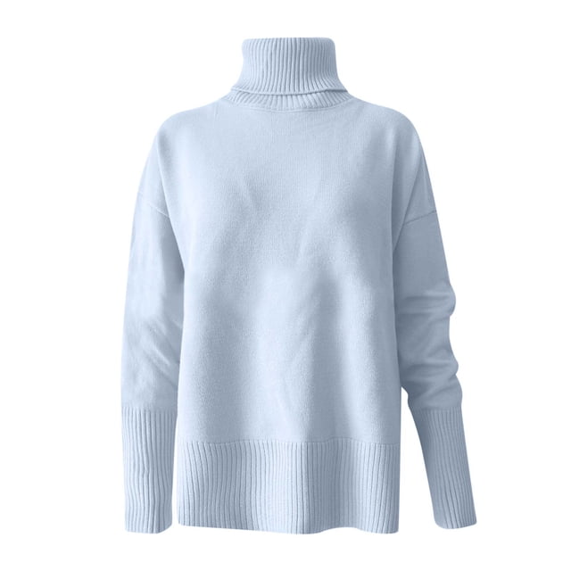IROINID Chandail à Col Roulé pour Femmes Couleur Unie Confortable Mi-Longueur Manches Longues Automne et Hiver Populaire Tricot