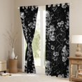 thumbnail image 3 of Homewish Vintage Gothic Skull Kitchen Curtains,Grunge Flowers Black Out Curtains Pack of 2 (42x63 Each),Gray,Halloween Living Room Curtains, 3 of 6