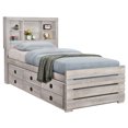 thumbnail image 3 of Twin Size Bed with Three Drawers and Trundle,Farmhouse Style Platform Bed with Bookcase Captain Frame for Boys Girls Kids Adults Toddler,No Need Box Spring,Rustic White, 3 of 7