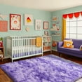 thumbnail image 4 of ZENELESS Fluffy Area Rugs for Living Room,4x6 Shag Rectangular Carpets for Bedroom Tie-Dye Purple, 4 of 8