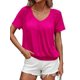thumbnail image 1 of Camisetas Casuales de Verano para Mujer, Camisetas de Corta con Cuello en V, Camisetas Rosa Rojo L, 1 of 7