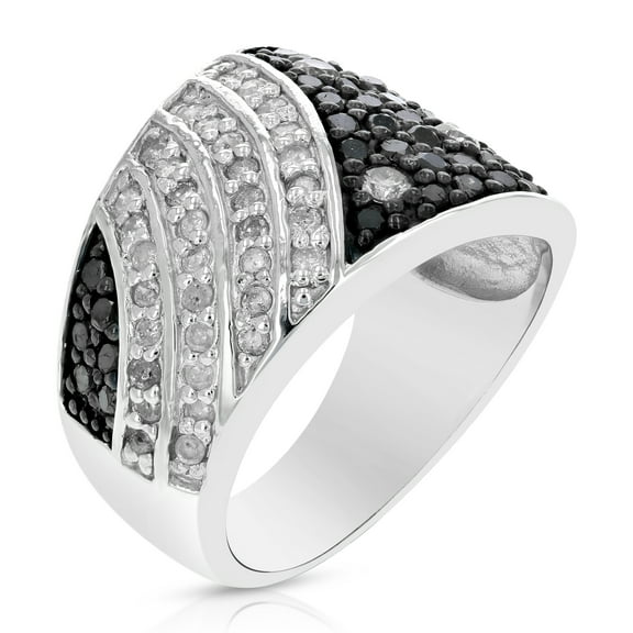 Vir Jewels 1.35 CTTW Black and White Diamond Ring for Women .925 Sterling Silver Round Prong