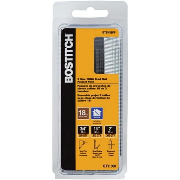 Bostitch BTBN18PP Straight Brad Nail, Brite, Assorted Length