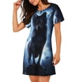 thumbnail image 2 of Sikiie Night Scene of Wolves Print Women's Short-sleeved Nightdress, Round Neck Pullover Nightdress Pajamas Summer Home Wear, 2 of 6
