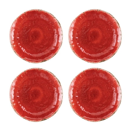 

Gourmet Art 4-Piece Crackle Heavyweight and Durable Melamine 6 Inch Plate Red for Indoors Outdoors Use Party and Everyday Use.