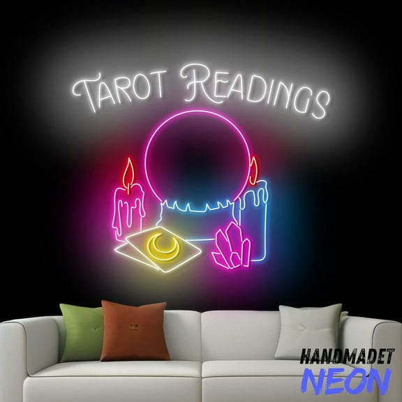 Handmadetneonsign Tarot Readings Neon Sign, Tarot Reader Wall Art, Psychic Open Logo Wall Decor 044373