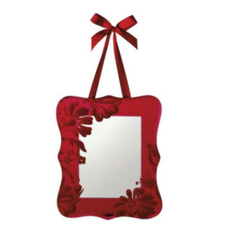 Sugared Fruit Red Velveteen Floral Overlay Mirror Wall Decoration 10