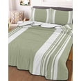 thumbnail image 3 of Quilts Twin-XL Size Bedding Set, Farmhouse Sage Green Lightweight Quilted Comforter, Aesthetic Modern Line Striped Soft Reversible Bedspread Coverlet with Pillow Covers for All Season, 68" x 98", 3 of 7