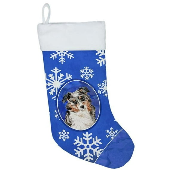 Carolines Treasures CK3934CS Winter Snowflakes Australian Shepherd Christmas Stocking