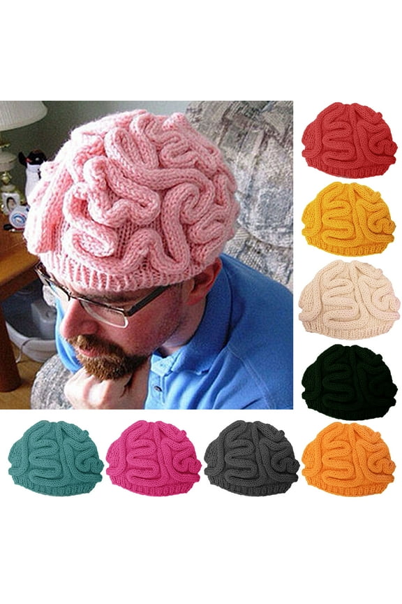 Spoof Horror Brain Knitted Hat Funny Warm Cap Party Headwear Photography Props