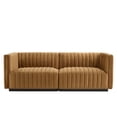thumbnail image 3 of Modular Loveseat Sofa Couch, Black Brown, Velvet, French Living Lounge Cafe Lobby Hospitality Restaurant, Modern Contemporary Boutique HB33970, 3 of 11
