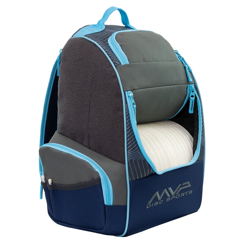 MVP Disc Sports Shuttle Disc Golf Backpack Bag (Dark Gray/Sky Blue)