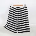 thumbnail image 2 of Plus Size Stripe Shorts for Women Summer Casual Cotton Loose Elastic Waist Comfy Soft Lounge Pajama Shorts (5XL, White), 2 of 9