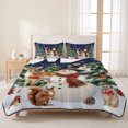 thumbnail image 3 of Quilts Full Size Bedding Set, Navy Blue Christmas Lightweight Quilted Comforter, Snowman Elk Xmas Tree Snowflake Soft Reversible Bedspread Coverlet with Pillow Covers for All Season, 78" x 90", 3 of 9