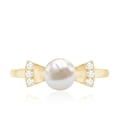 thumbnail image 4 of Rosec Jewels Freshwater Pearl Solitaire Ring with Diamond, Cute Bow Tie Ring - 6 mm, 10K Yellow Gold, US 10.50, 4 of 8
