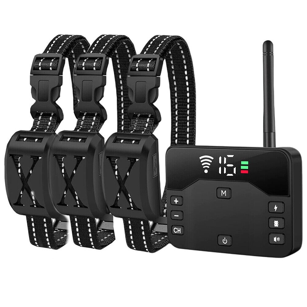 Wireless Dog Fence, Wireless Boundary Containment System, Electric Dog Fence & Remote Training Collar, Adjustable Vibration & Shock, Suitable Large and Medium Dogs-3 Dogs
