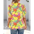 thumbnail image 5 of FreshPretty Summer Blouses for Women Dressy Casual Fashion Spring Tops Floral Boho V Neck Puff Short Sleeve Top Shirts, 5 of 8