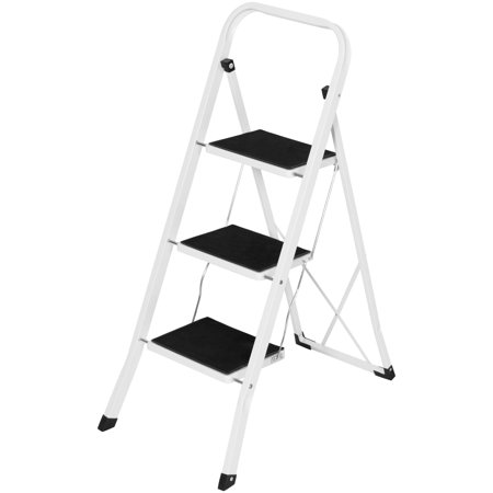 Best Choice Products Portable Folding 3 Step Ladder Steel Stool 300lb Heavy Duty