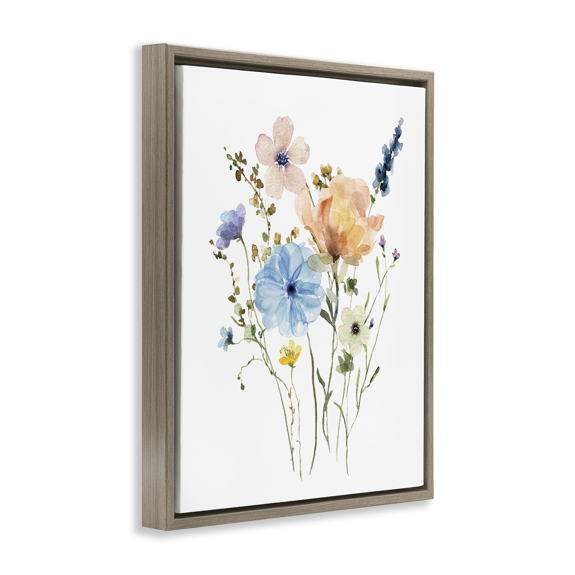 Stupell Industries Wildflower Sprig Bundle Brown Framed Floater Canvas Wall Art, design by Livi Finn