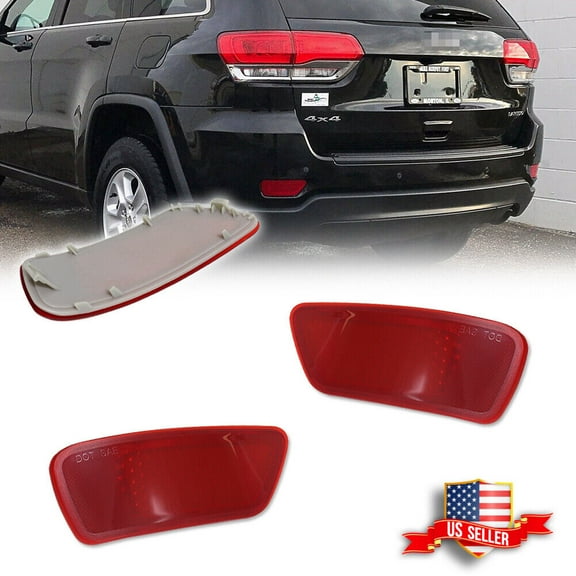 GTINTHEBOX 2PCS Red Lens Rear Bumper Reflectors For 2011-2020 Jeep Grand Cherokee WK2, Compass