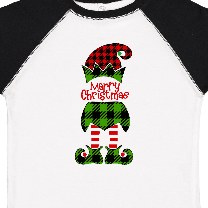 Inktastic Merry Christmas Elf in Red and Green Plaid Boys or Girls Toddler T-Shirt