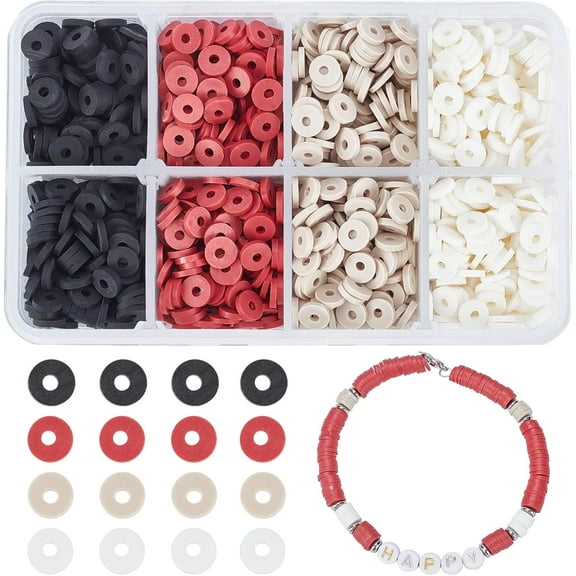 2200 Pcs Polymer Clay Beads Flat Round Heishi Beads Colorful Disc Handmade Spacers for DIY Necklace Bracelet Jewelry Making Beading Supplies