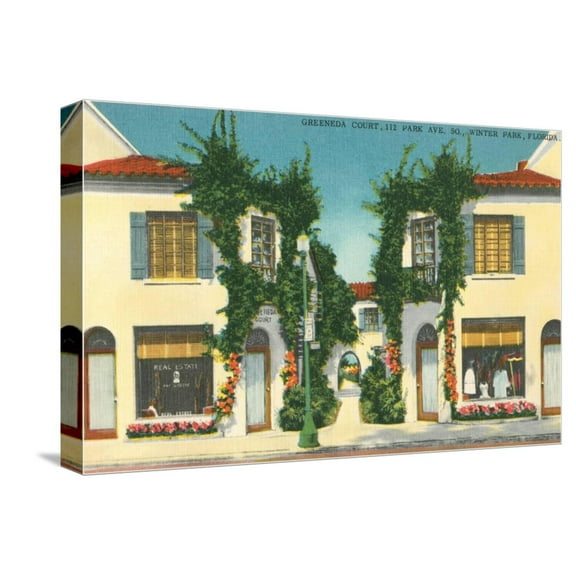 Art.com Greeneda Court, Winter Park Stretched Canvas Print Wall Art, 18" x 12"