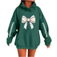 thumbnail image 2 of Tops for Women Rugby Hooded Sweatshirt Long Sleeves Pockets Print Long Top,Womens Sweatshirts Army Green, 2 of 3