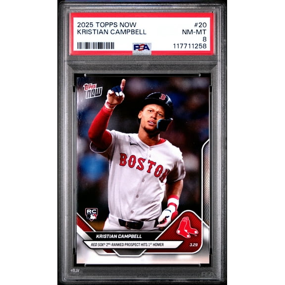Graded 2025 Topps Now Kristian Campbell #20 Rookie RC Baseball Card PSA 8 Near Mint