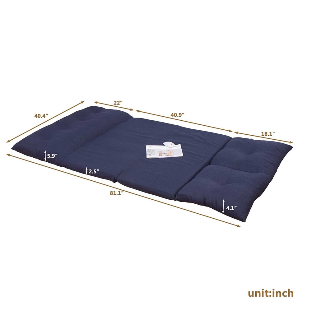 Lowestbes Floor Sofa Bed, Fabric Folding Chaise Lounge, Foldable Double Chaise Lounge Sofa Chair, Blue Lowestbes Floor Sofa Bed, Fabric Folding Chaise Lounge, Foldable Double Chaise Lounge Sofa Chair, Blue