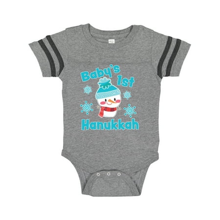 

Inktastic Baby s 1st Hanukkah with cute Snowman and Snowflakes Gift Baby Boy or Baby Girl Bodysuit