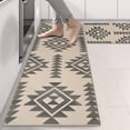 thumbnail image 2 of Kitchen Rugs Sets Of 2,Beige Geometric Triangle Diamond Pattern Anti Fatigue Kitchen Mat Rugs Non Slip Washable,Decorative Kitchen Floor Mats for Kitchen,Sink,Laundry,17"X47", 2 of 5