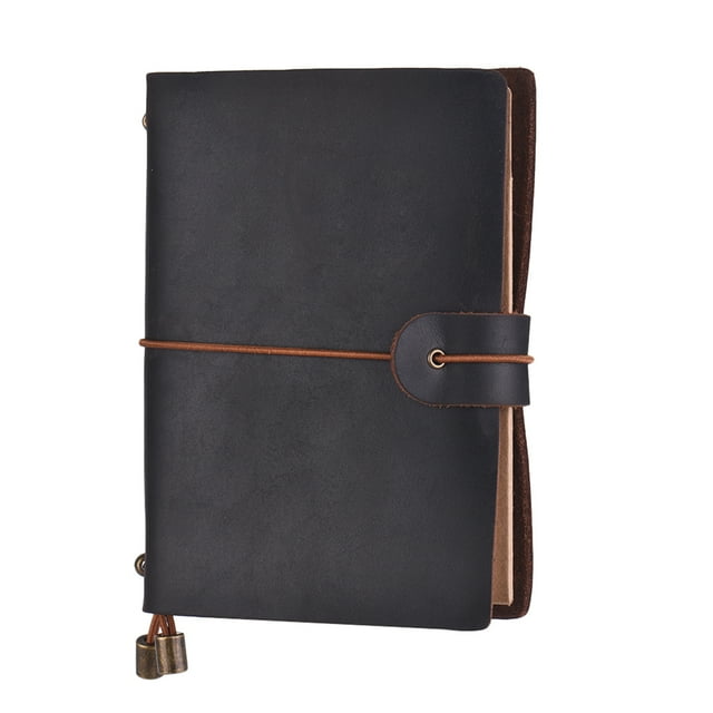 Leather Soft Cover Refillable Journal Notebook with Elastic Strap Diary Travel Business Notepad Lined Blank Grid Paper for Men & Women Sketching Writing