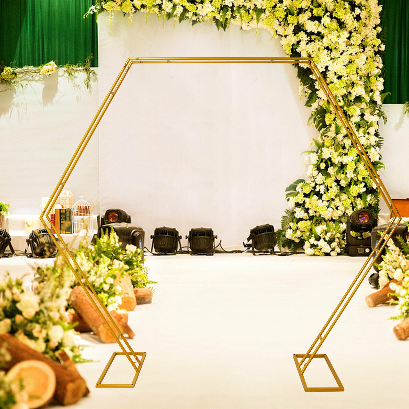 Efavormart 5.5ft Gold Metal Frame Wedding Arch, Rectangular Backdrop ...