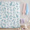thumbnail image 2 of Shower Curtain Teal Leaves Berry Shower Curtains for Bathroom Decor, Waterproof Polyester Shower Curtain Set with Hooks, Small Stall Size 36" x 72" Leaf Plant, 2 of 9
