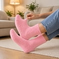 thumbnail image 6 of MKOSPLRT Ladies Cozy Mid‑Calf Floor Sleeping Socks Thick Plush Flannel Fleece Winter Thermal House Socks Hot Pink Soft Warm Casual Home Socks Cold Season Daily Wear, 6 of 7