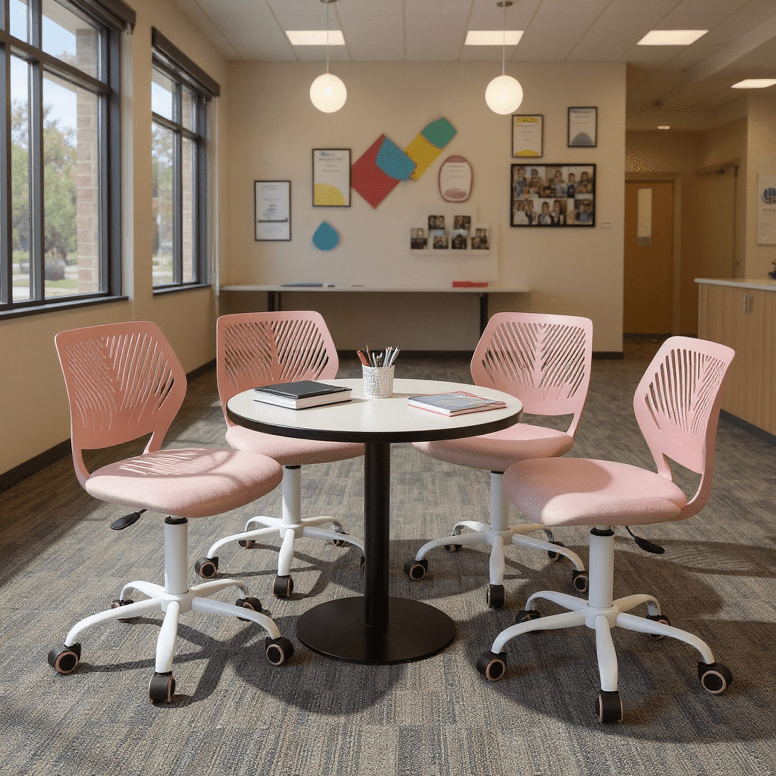Homy Casa Modern Swivel Office Lobby Reception Chair for Professional Waiting Room, Rose Quartz