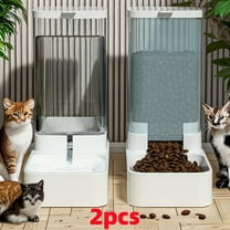 Sminiker Automatic pet feeder and water dispenser set, battery-free automatic cat feeder, dog water dispenser, cat food dispenser, suitable for automatic dog feeders for dogs and cats