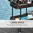 thumbnail image 5 of Outsunny Rattan Wicker Serving Cart with 2-Tier Open Shelf, Outdoor Wheeled Bar Cart with Brakes for Poolside, Garden, Patio, 5 of 8