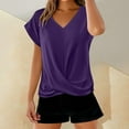 thumbnail image 2 of Kaondbfi Solid Color V Neck T Shirt Elegant Short Sleeved Top for Spring and Summer Women's Clothing, 2 of 7