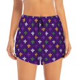 thumbnail image 2 of Goofa Purple Mardi Gras Printed Women 2 in 1 Running Shorts,Quick Dry Athletic Workout Shorts,High Waisted Athletic Shorts with Liner Pockets-Small, 2 of 9