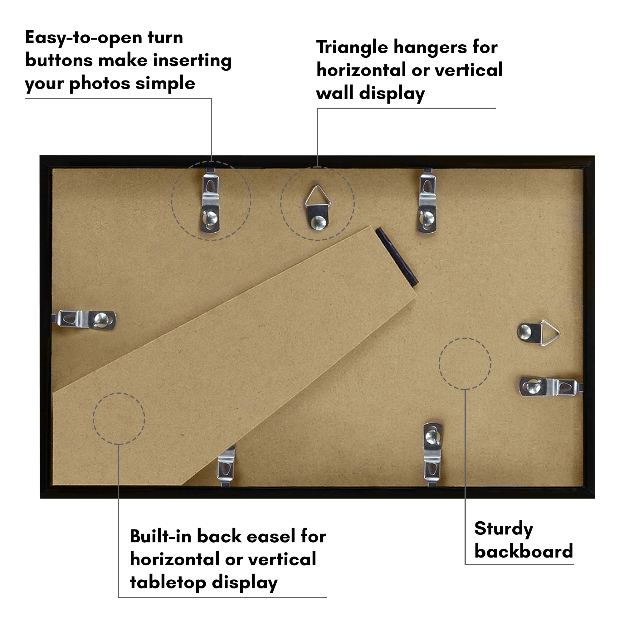Americanflat Mini Instant Photo Collage Frame with 3 Openings and Double White Mat - Display 2.1x3.4" Photos - Black