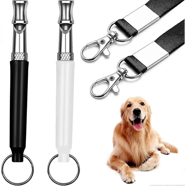 2 Pack Sifflet pour Chien, Sifflet Professionnel pour Arrêter d'Aboyer pour Chiens, Entraînement Rappel, Sifflet Ultrasonique Réglable Silencieux avec Lanière